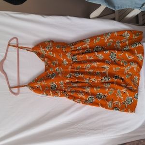 Women's Size 3XL Spaghetti strap dress.  Burnt orange with green flowers